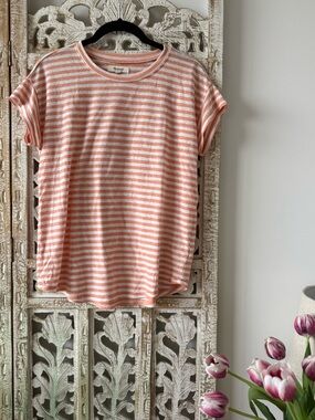 MADEWELL Coral & White Striped Short-Sleeve Tee